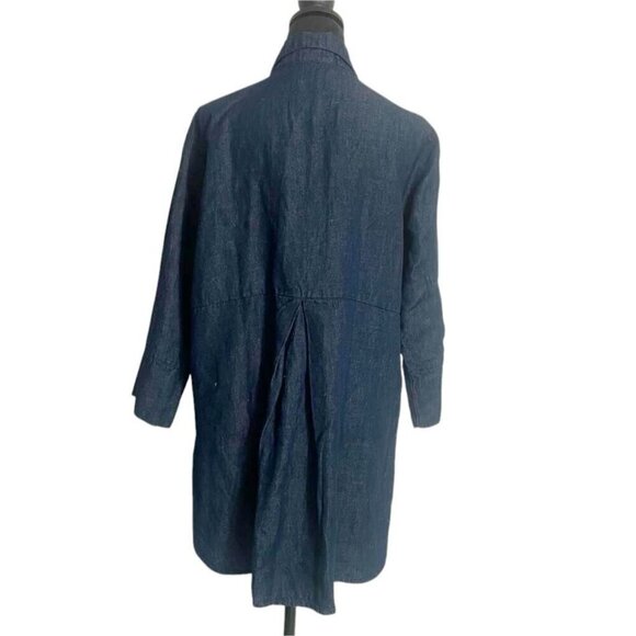NEW Cut Loose Size Medium Top Blouse Button Down Shirt Collared Flax Boho Denim - Picture 5 of 11